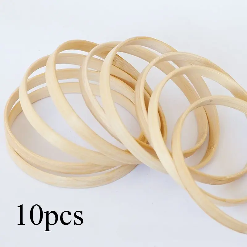 10pcs Bamboo Floral Hoop Wreath for DIY Crafts, Dream Catchers & Wedding Decor - Wooden Rings for Macrame, Wall Hangings & Light Ribbon Craft Projects, Wood Circles for Crafts