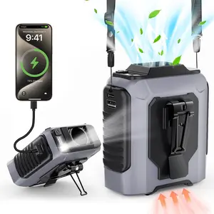 5000mAh Portable Waist Fan Clip on Wearable Belt Personal Fan Rechargeable Battery operated With 10 Speeds & Flashlight Neck Hands-Free 40H Cooling For Outdoor Camping Travel #fatherdaygift#dealsforyourday