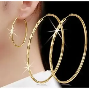 Vintage 18K Gold Plated Hoop Earrings with City Wall Texture, Hypoallergenic Non-Fade Minimalist Round Ear Jewelry for Women Daily Party Holiday Gift Comes With Free Gift