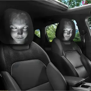 2 Pcs Red And Black Gothic Devil Eye Car Headrest Covers, Washable Universal Decorative Cushion Covers For Most Vehicle Models