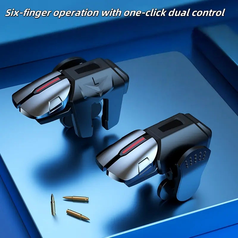 G21 Silicone Smartphone Game Trigger Controller Joystick - Ergonomic Retractable Gaming Accessory, 2 buttons, 4 output heads, compact easy to carry, EVA & plastic protection, minimum delay, finger touch compatible, for mobile & PC gamers