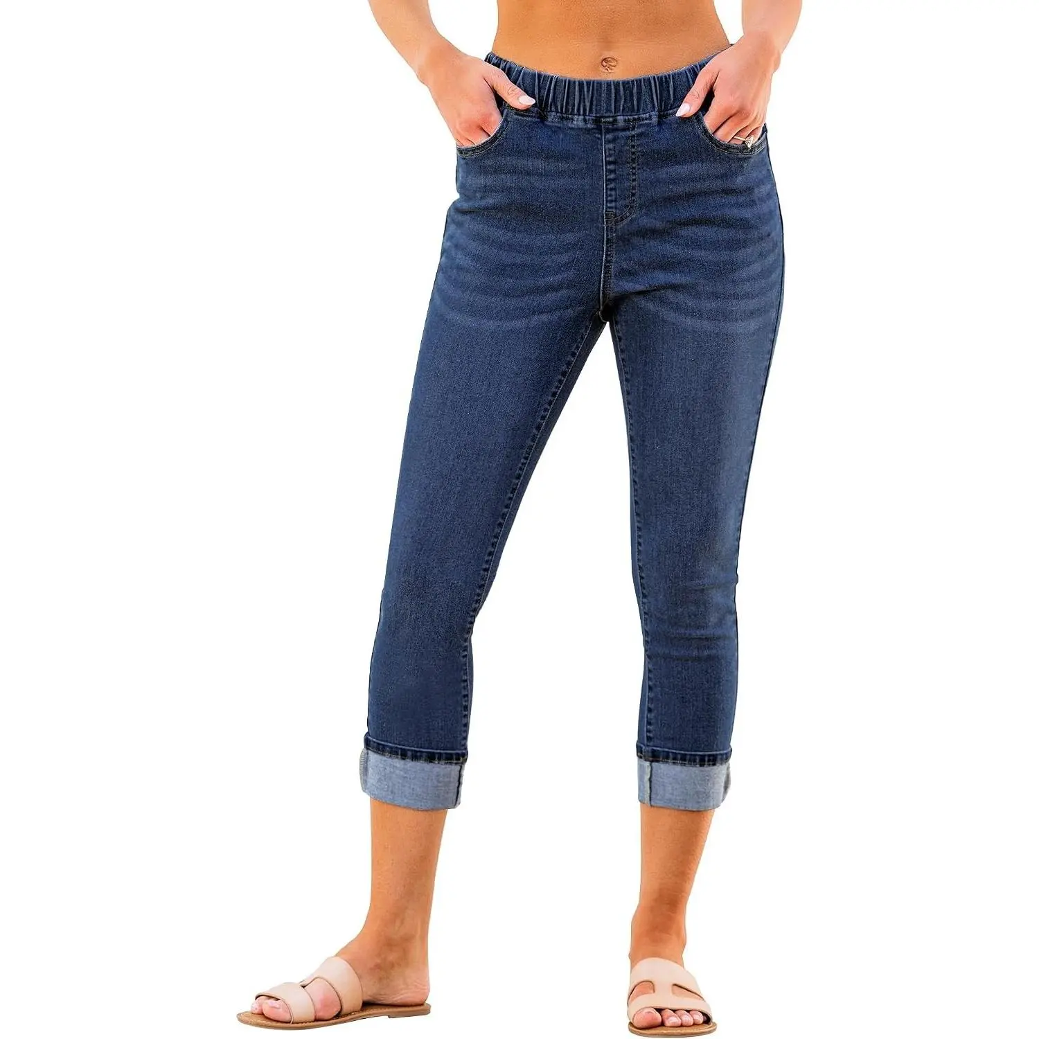 Pull On Jeans for Women High Waisted Skinny Capri Pants Trendy Stretch Denim Cropped Jeans Crop Jeggings Capris
