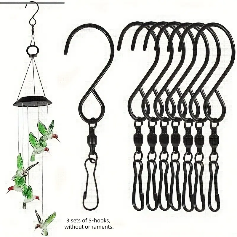 360-Degree Rotating Hooks, Stainless Steel Wall-Mounted S-Shaped Hook, Durable Rust-Proof, Ideal for Kitchen Bedroom Party Tools