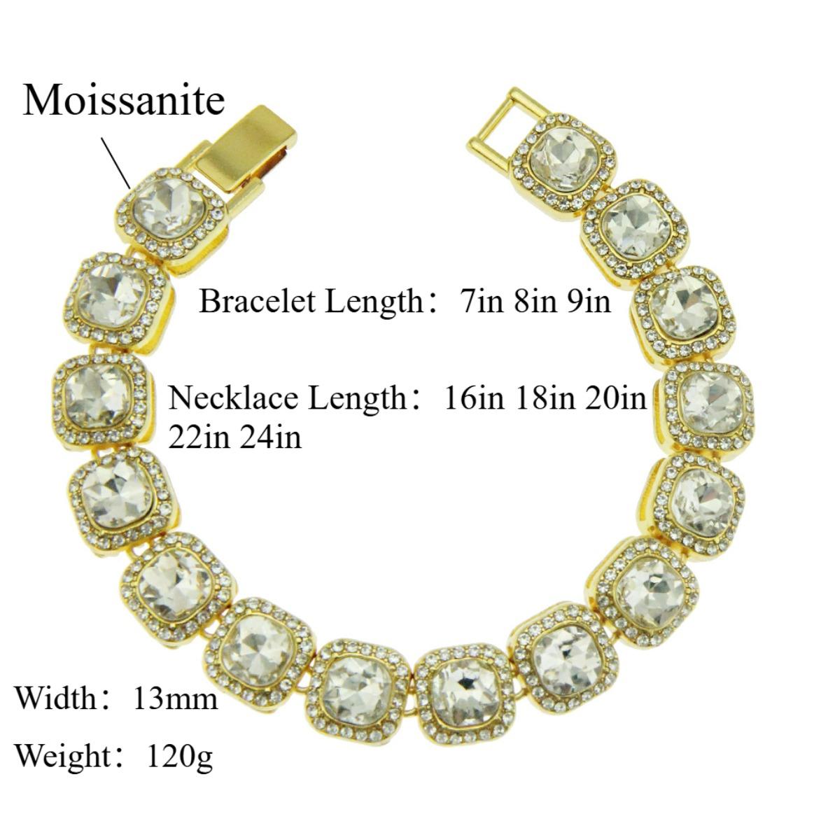 13MM Tennis Chain Necklace For Men Large Particles Moissanite Hip Hop Style Jewelry Accessories Luxury Iced Out Male Gift