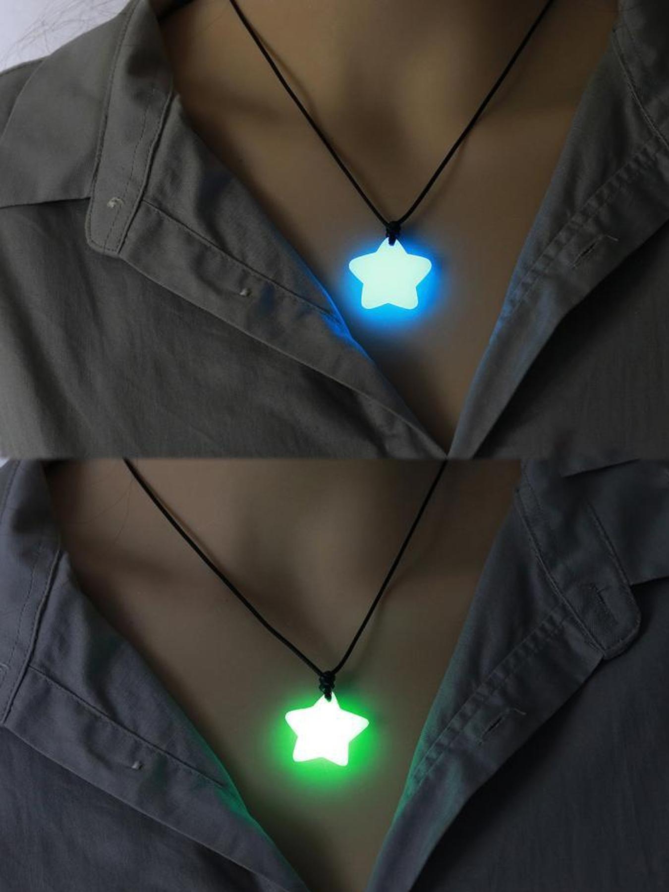Cute Star Design Luminous Couple Necklace, Adjustable Necklace for Women & Men, Fashion Jewelry for Party, Daily Decor, Trendy All-match & Exquisite Jewelry for Birthday Gift