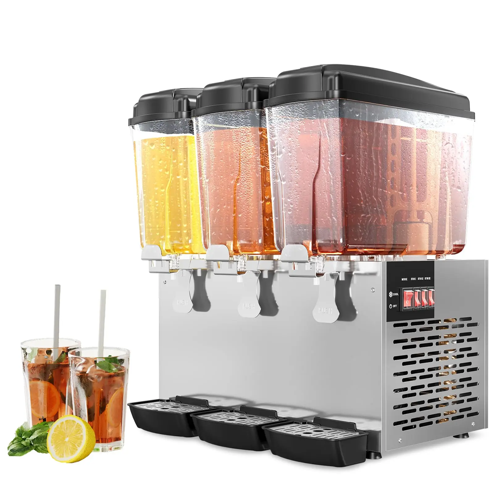 Garvee Commercial Beverage Dispenser - Enjoy Refreshing Drinks with 18L X 3 Capacity, Powerful 380W Motor, Stainless Steel Build, Ideal for Parties, Bars, and Restaurants