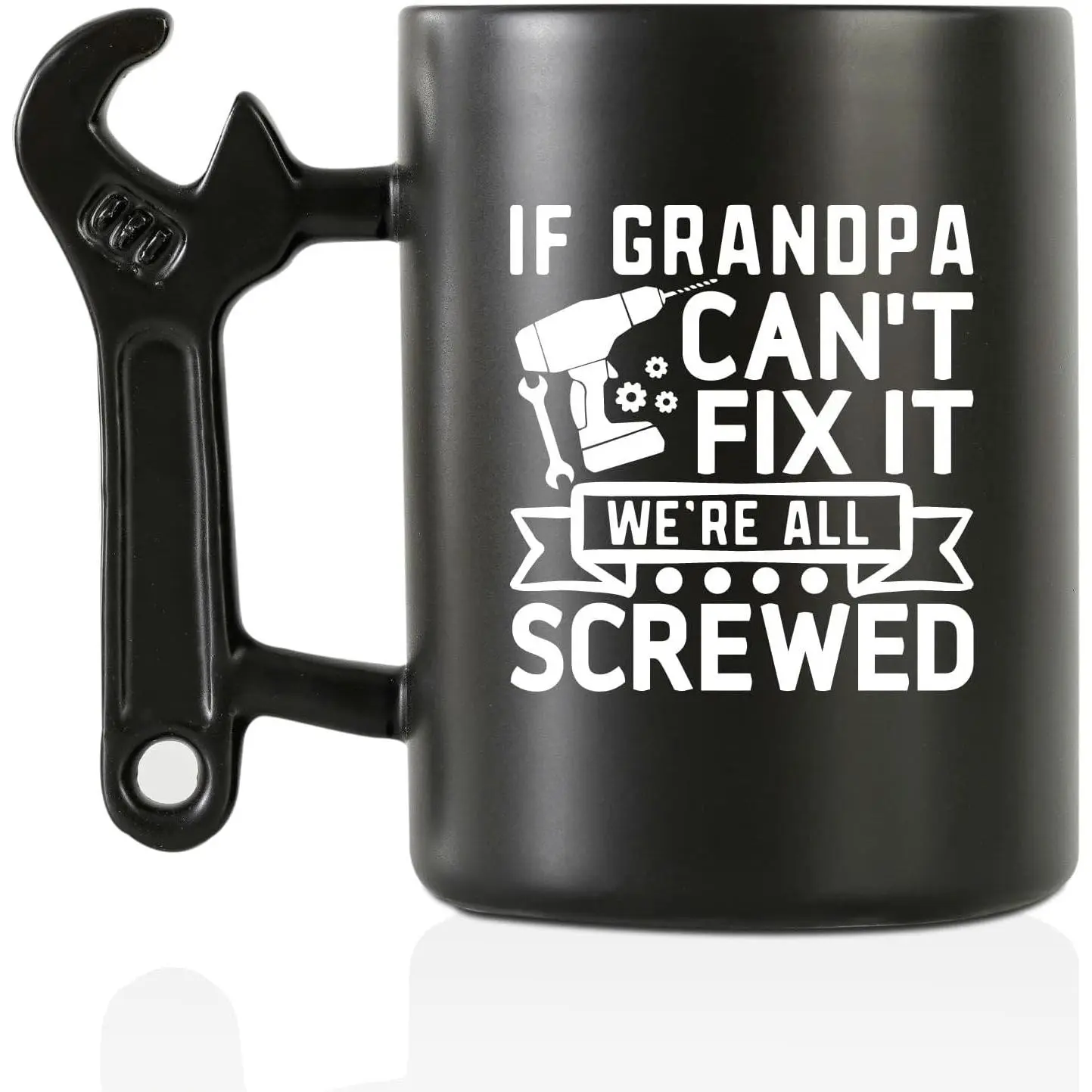 Grandpa Gifts Wrench Coffee Mug, Grandfather  from Granddaughter and Grandson, 13.5oz/400ml Funny Ceramic Mug for Christmas, Father's Day - Grandpa Can Fix
