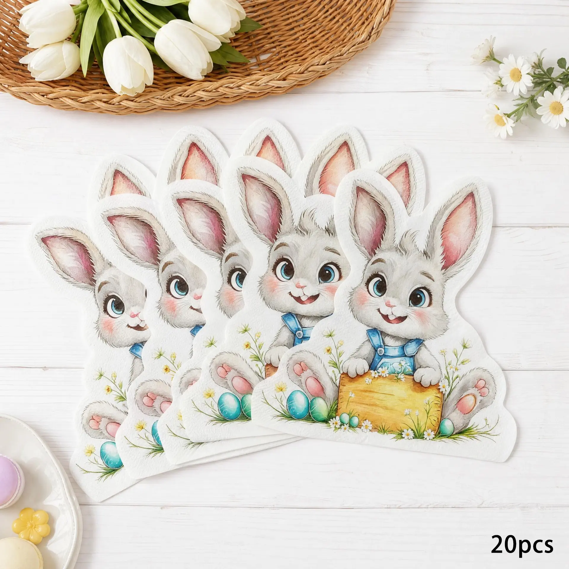Easter Party Napkins Set of 20, Bunny Egg Shaped Paper Towels, Holiday Decorations, Home & Garden Gifts, Perfect for Various Occasions