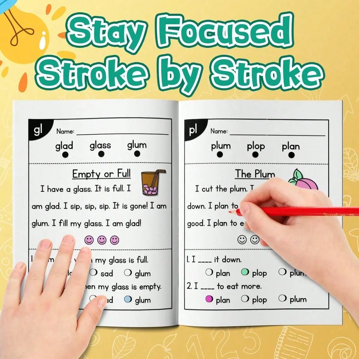 Reading & Word Skills Activity Workbook – Short Comprehension Passages with Questions, Spelling and Coloring Practice, Cut-and-Paste Word Games and Crafts, Builds Vocabulary, Reading Fluency, Hand Skills and Focus, Teaching Supplies