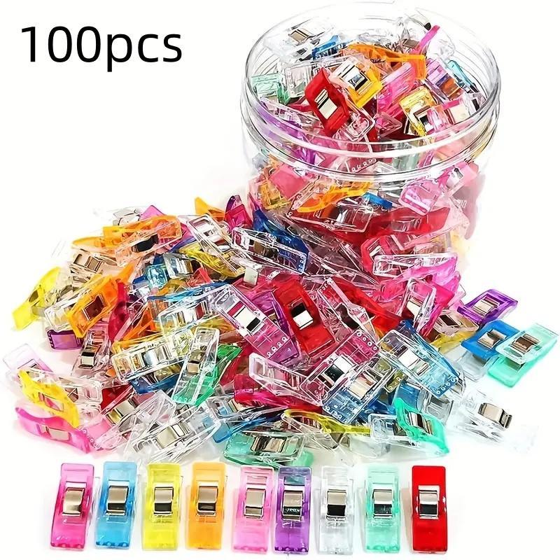 Random Color Sewing Clip with Storage Box, 100pcs Multipurpose Colorful Sewing Clip, Sewing Machine Accessories for Home & Office, Sewing Supplies Crafts