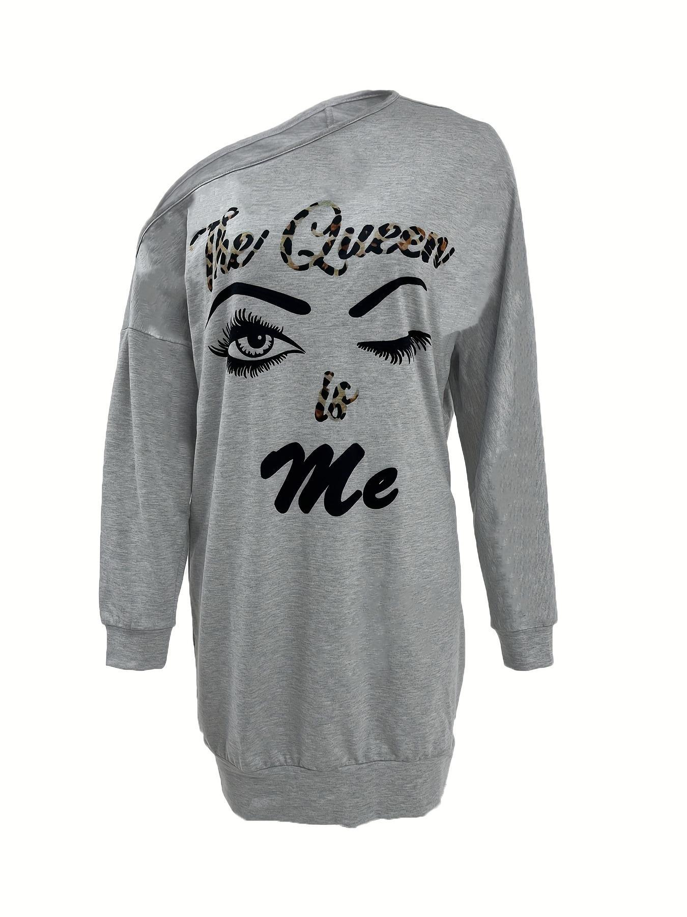 Women's Figure & Letter Print Asymmetrical Neck Long Sleeve Dress, Vintage Girly Chic Clothes, Casual Short Dress, Summer Dresses for Women, Lady Dress for Spring Fall