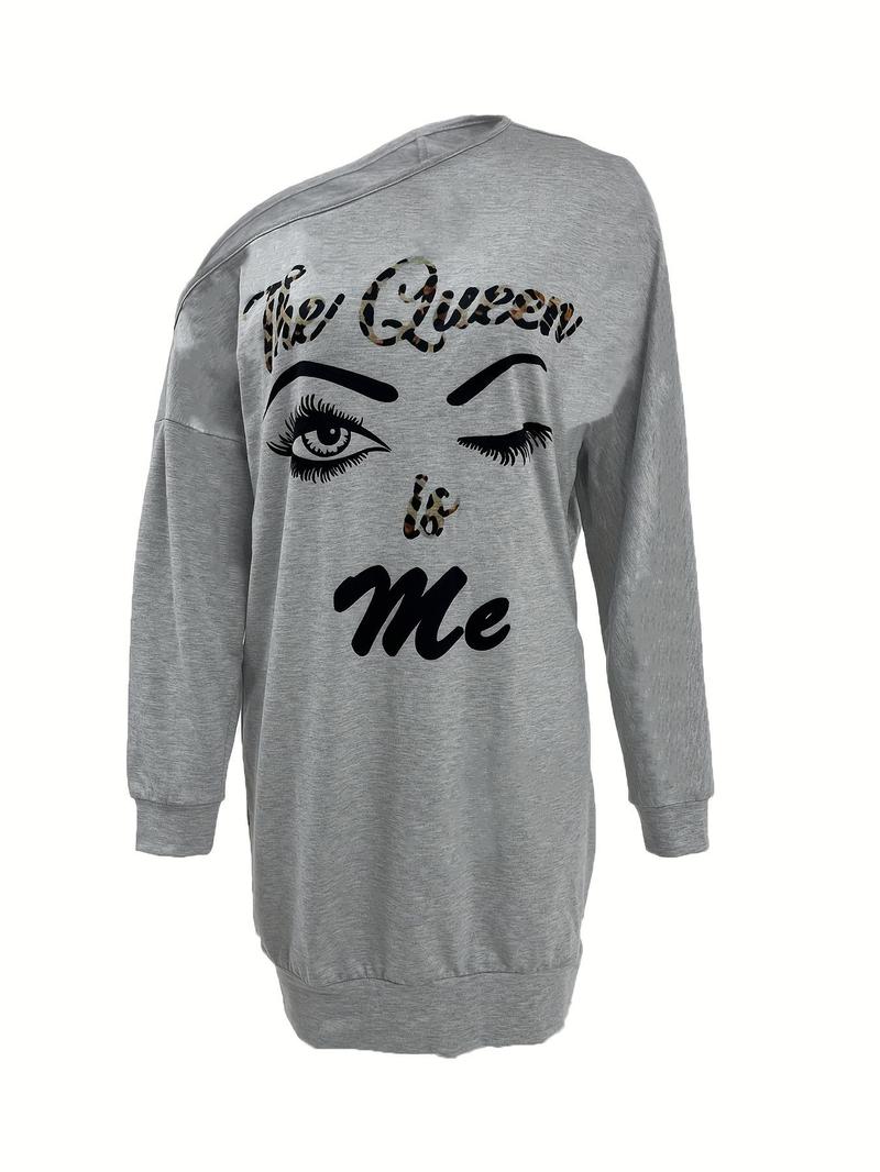 Women's Figure & Letter Print Asymmetrical Neck Dress, Vintage Girly Clothes, Casual Short Dress, Summer Dresses for Women, Lady Dress for Spring Fall