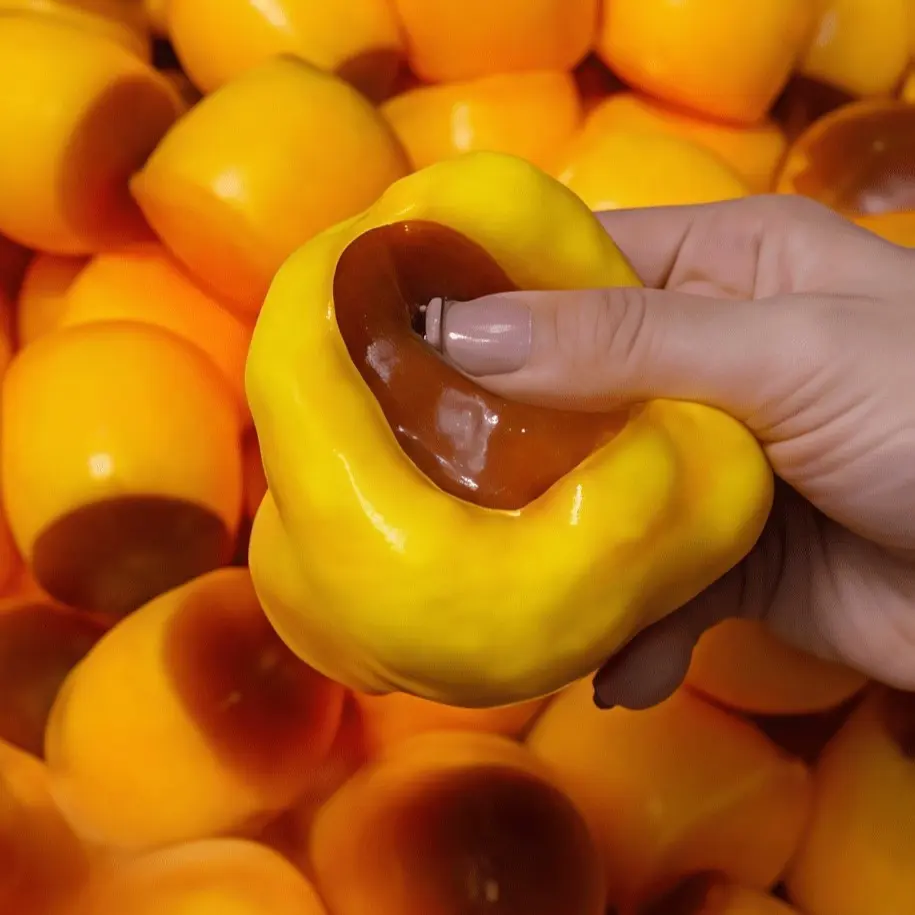 Non-Rebound Caramel Pudding Stress Ball, Soft Crunchy Beads Filled Silicone Squeeze Toy, Realistic Food Dessert Handmade Toy, Adult Anxiety Relief, Party Gift