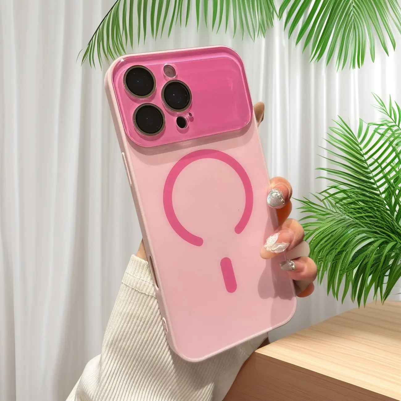 Customized Large-Window Patterned Resin Smartphone Case with Protector - Cellphone Casing, Magnetic Closure, 17 Magnetic Attachments, 16 Camera Protections, 15 Silicone Layers, 14 Soft Bezels, 13 Anti-Drop Shockproof Aesthetic Accessory Cover