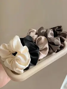 5 Pieces Satin Hair Scrunchies for Women, Glossy Satin Scrunchies for Hair, Cute Silk Hair Tie, No Damage, Holiday Gift