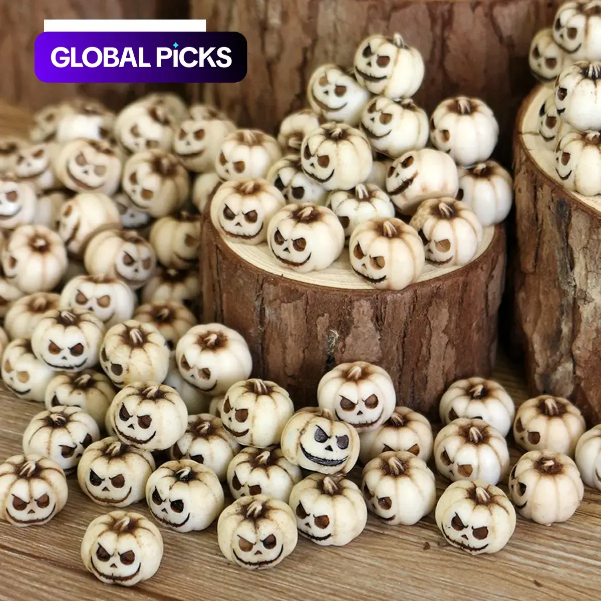 20pcs Halloween Mini Pumpkins, Gothic Pumpkin Heads Ornaments for Outdoor Garden Decor, Party & Festive Decoration, Antique Style for Pathway & Aquarium Scenes, Lightweight, Garden Decorations #GLOBAL PICKS