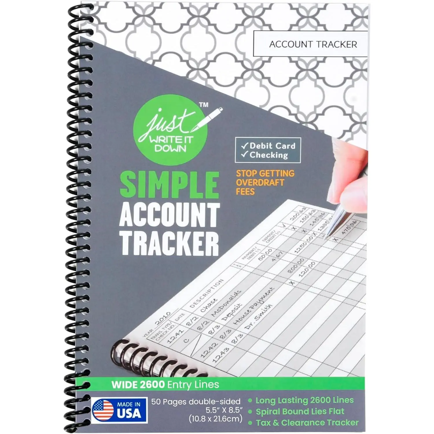 's  Check Book  & Debit Card  Notebook - Checking Account , Business ,  Log & Expense  - Standard Edition - 1 count, White