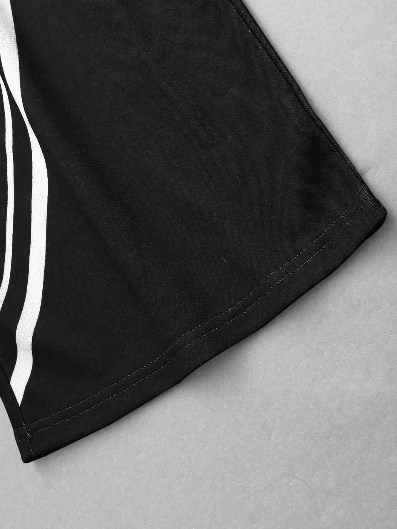 Men's Tiger Print Drop Shoulder Tee & Striped Print Trouser  Two-piece Set, Regular Fit Casual Fashion Cozy Breathable Two Piece Outfits for Daily Outdoor Wear, Men Clothes for All Seasons