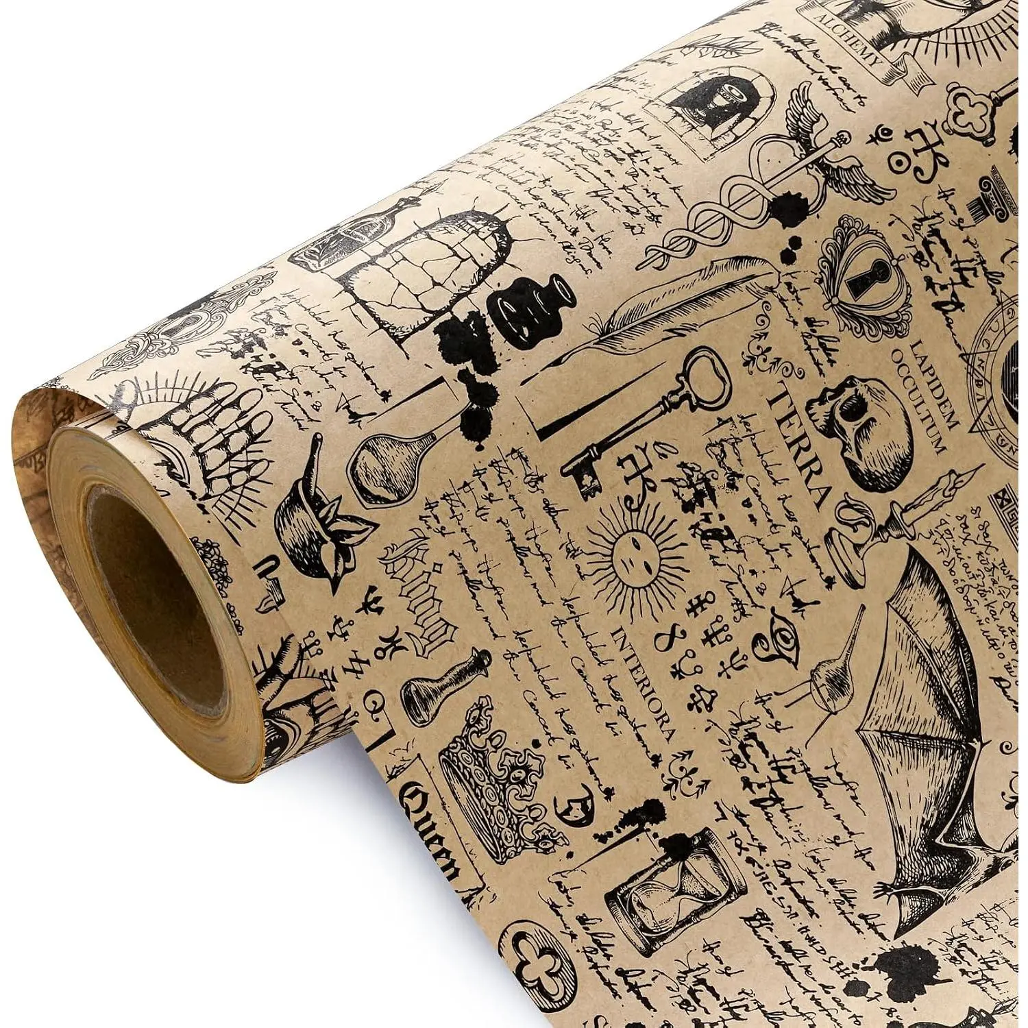 Gothic Wrapping Paper - Mini Roll - 17 Inch x 16.5  -   Wrapping Paper for Halloween Deco, Birthday  Wrap