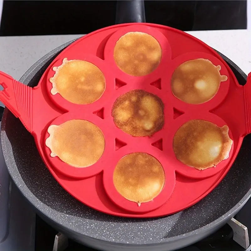 2pcs Silicone Pancake Maker Multiple Shapes 7 Holes Nonstick Baking Mold Ring Fried Egg Molds for Family Cooking Kitchenware Gadgets