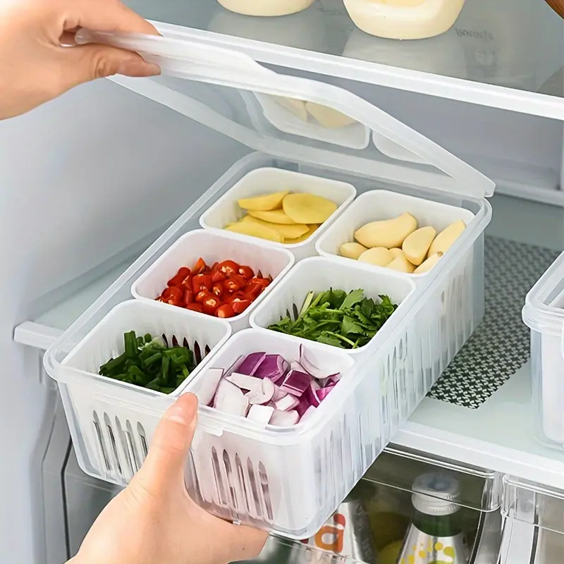 Stackable Onion Garlic Storage Containers Multi - Purpose PP Drainage Divided Food Organizer