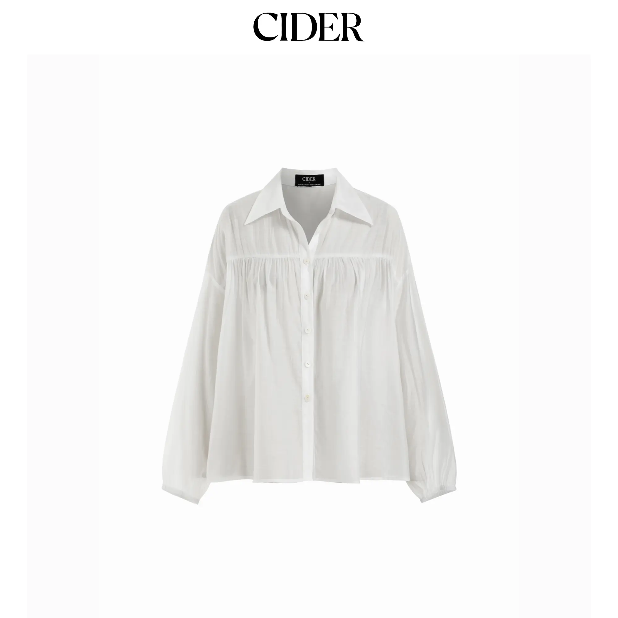 Cider Chiffon Puff Sleeve Sheer Draped Oversized Blouse