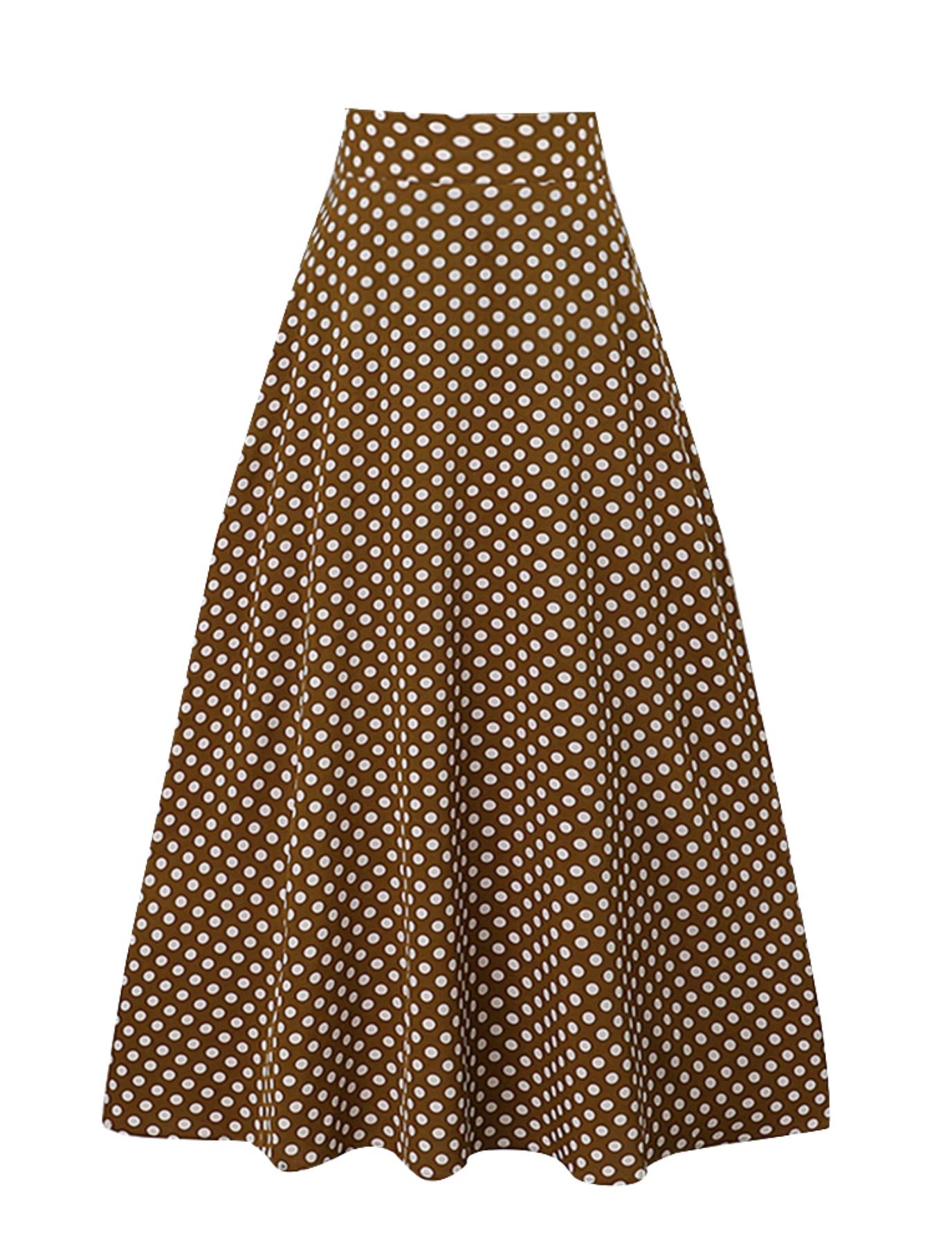 Women's Polka Dot Print High Waist Skirt, Retro Elegant A Line Long Skirt for Party Holiday, Ladies Bottoms for All Seasons, Womenswear, Vintage Skirts