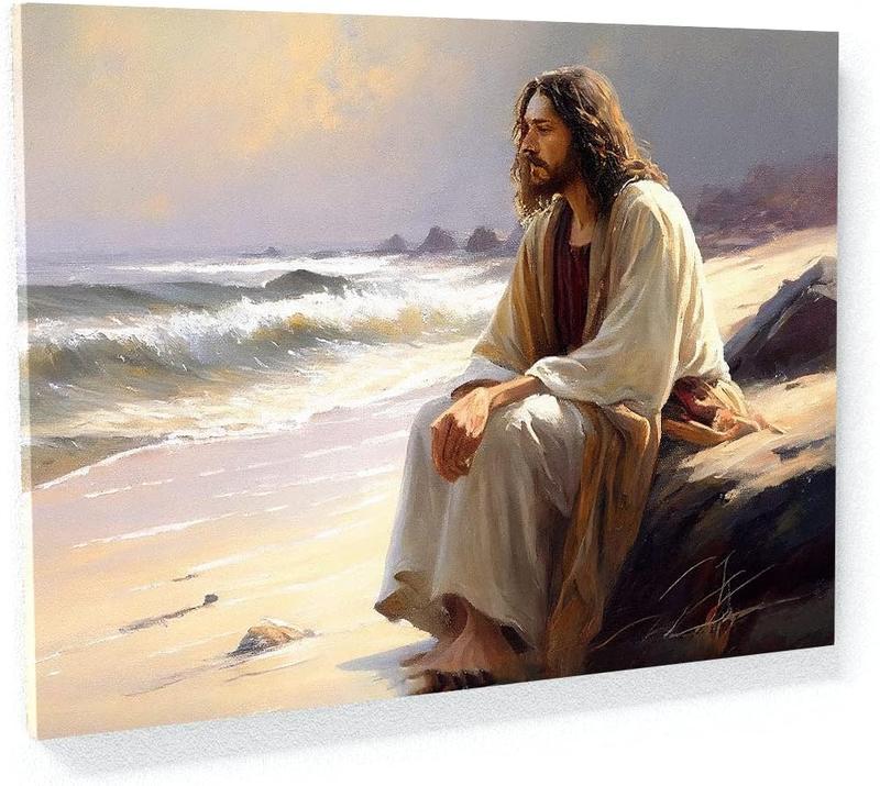 1 Count Sense Canvas Jesus 1 Canvas Art - Home Decor Wall Art Print Poster Painting Large 16x12inch Frameless