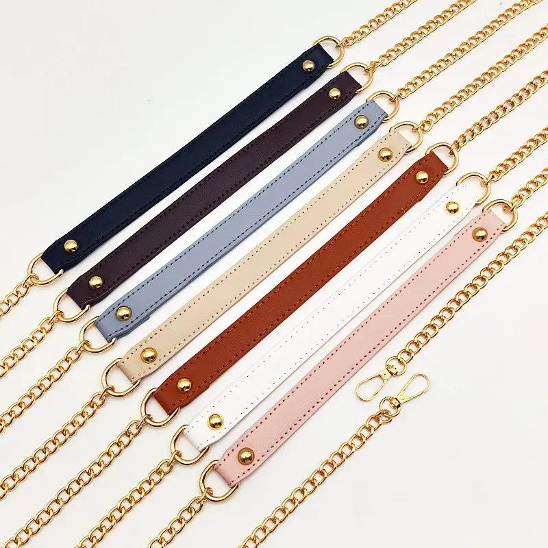 Gold Chain Bag Strap for Women, Luxury Look Purse Replacement Shoulder Strap, Fashion Handbag Accessory with Metal Hooks, Adjustable Crossbody Strap for Tote & Shoulder Bags