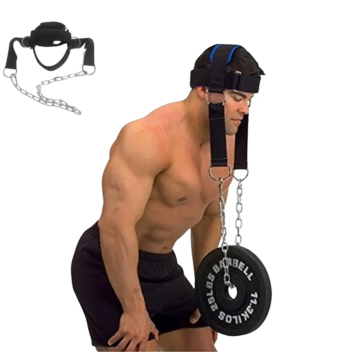 Weighted Neck Harness, Neck Strength Trainer for Weightlifting, Adjustable Steel Chain Neck Exerciser, Boxing MMA Neck Workout Gear, Barbell Plate Hanging Strap, Head Neck Training Equipment, Home Gym Strength Accessory