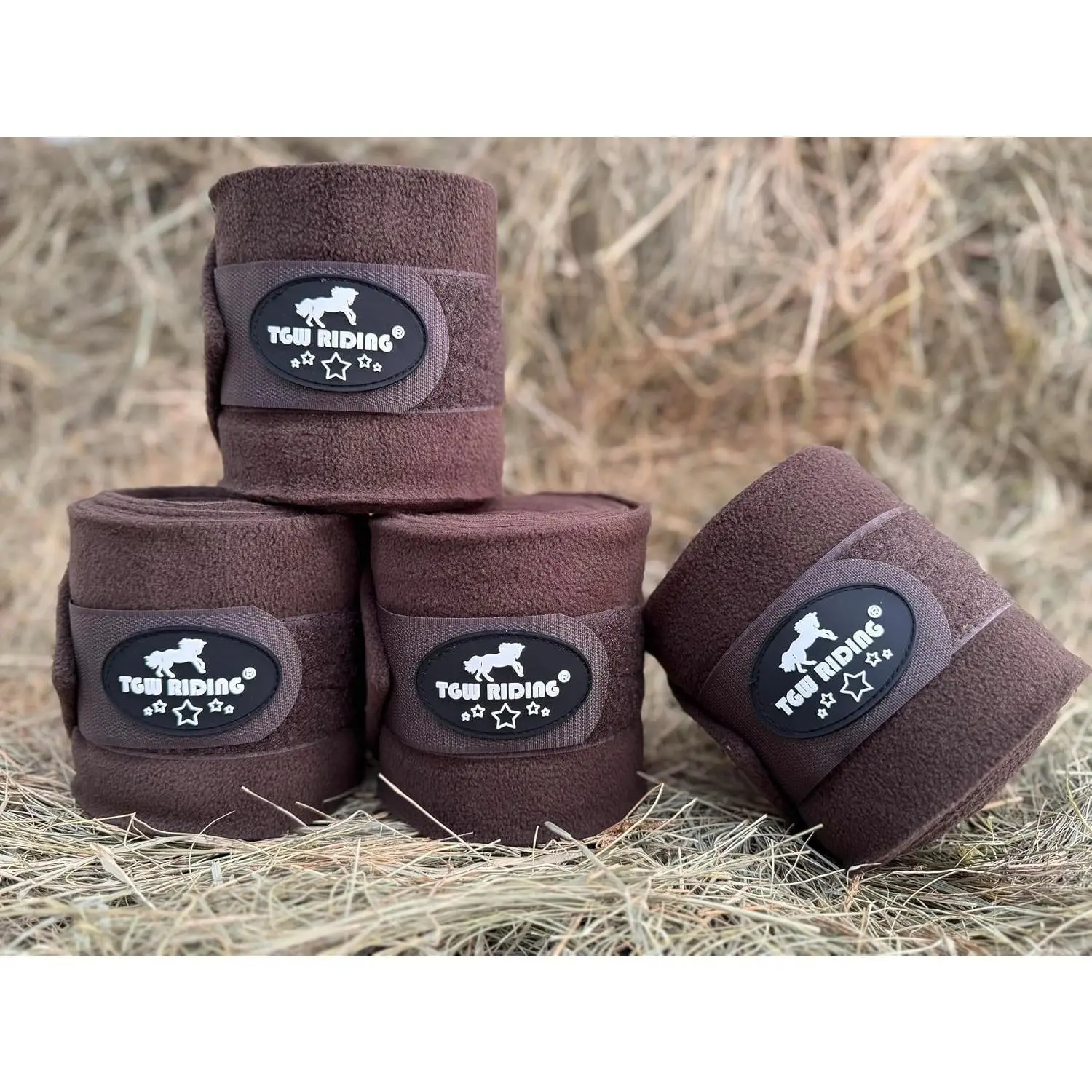 Fleece Polo Wraps Set of 4 Horse Leg Bandages Brown
