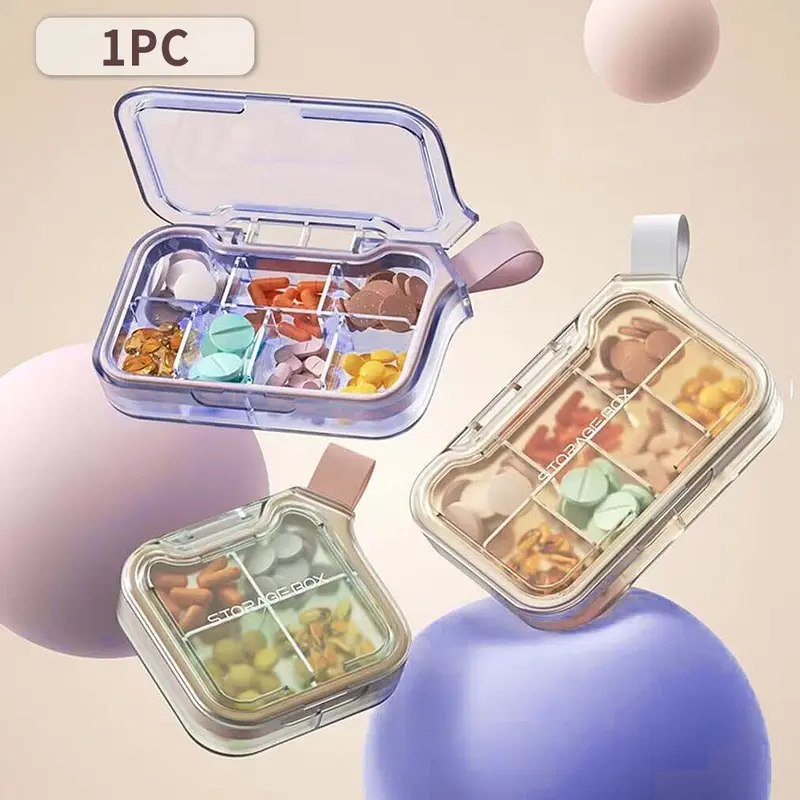 Portable Compact Pill Storage Box, 1 Count Mini Pill Organizer with 7 Compartments, Health Pill Storage Box for Travel & Home Camping Outdoor Daily Use