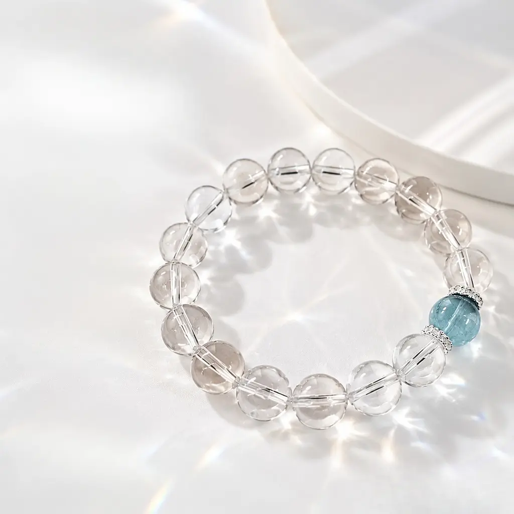 Handmade Artificial Crystal Beaded Bracelet for Women Men, 8mm+10mm Dual Size Smooth Polished Geometric Energy Crystal Bracelet, 19cm Adjustable Lightweight Casual Stackable Wristband, Trendy Healing Fashion Jewelry Accessories for Daily Wear Festival Gif