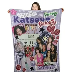Katseye Beautiful Chaos Tour Flannel Blanket - Ultra-Soft Fleece Plush Warm Lightweight HD Print Throw, Ideal for Bedroom & Couch, Perfect Birthday Gift for Kpop Fans