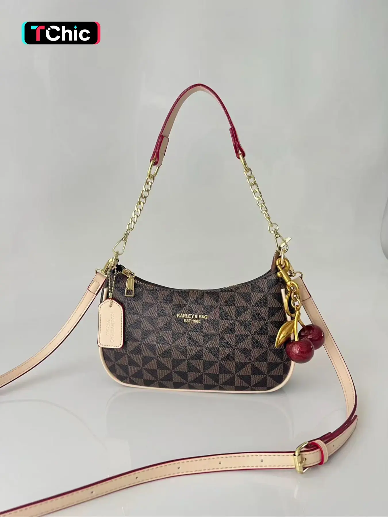 PU Leather Women's Bag, Versatile Chain Crescent Bag, Y2K Style Shoulder Clutch, Casual Summer Handbag with Pendant Charm, Stylish Crossbody Chain Bag, Crossbody Shoulder Bags