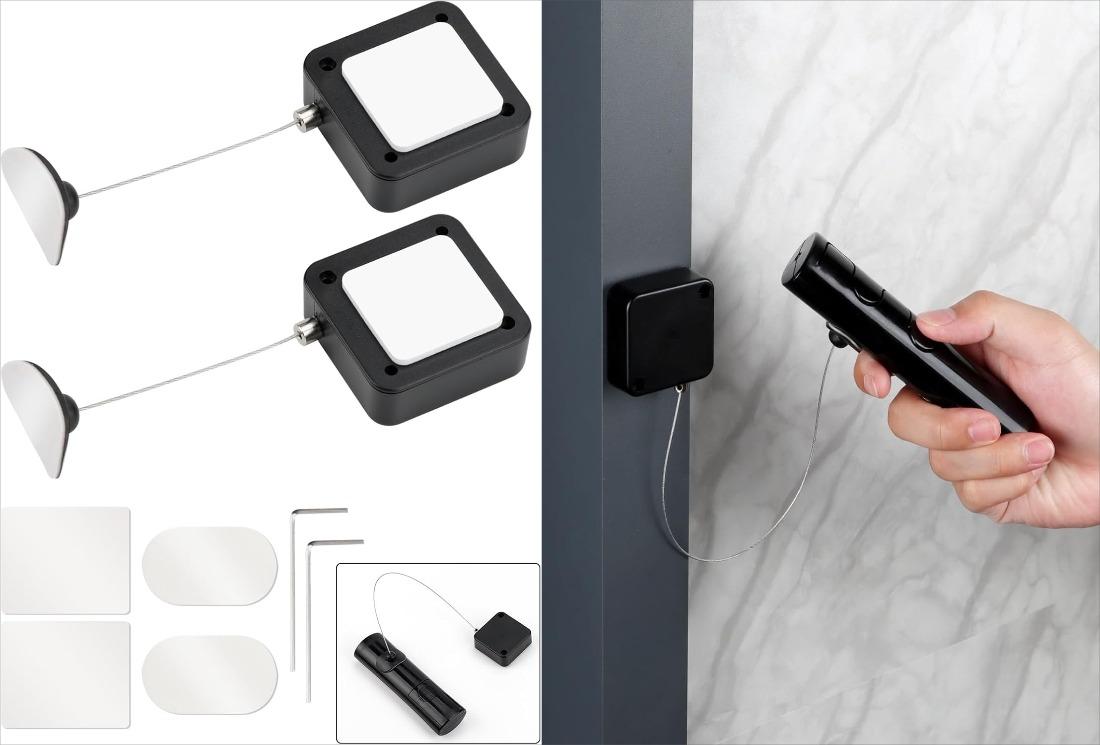 P-PSP01    6.5 ft Retractable Remote Control Cable Tether Lock with Adjustable Locking Leash Length Clasp,Remote Control Security Lanyard Lock for TV Remote Control,Gaming Controller,Tablets Showroom -2 Pcs