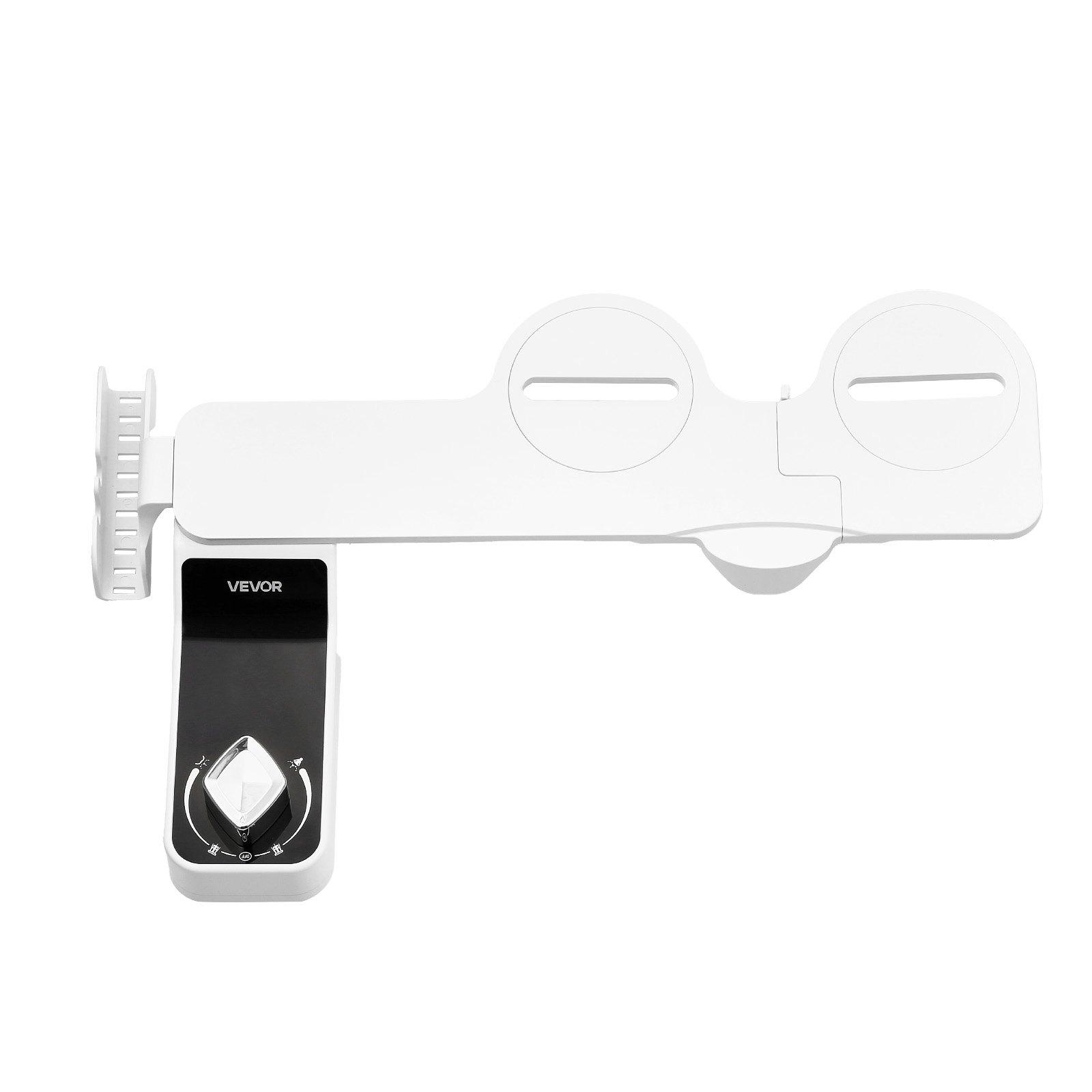 VEVOR Bidet Attachment for Toilet, 0.3" Ultra Thin Bidet Toilet Seat Attachment - Dual Retractable Nozzles, Adjustable Water Pressure, Non-Electric Cold Water Sprayer for Front Rear Water Wash, White
