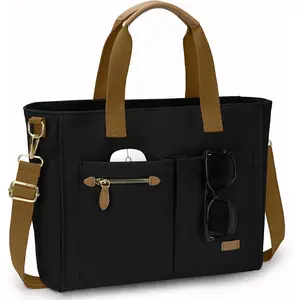 Canvas Tote Bag for Women, Large Tote Bag with Zipper & Compartments for Travel Work College Teacher Nurse