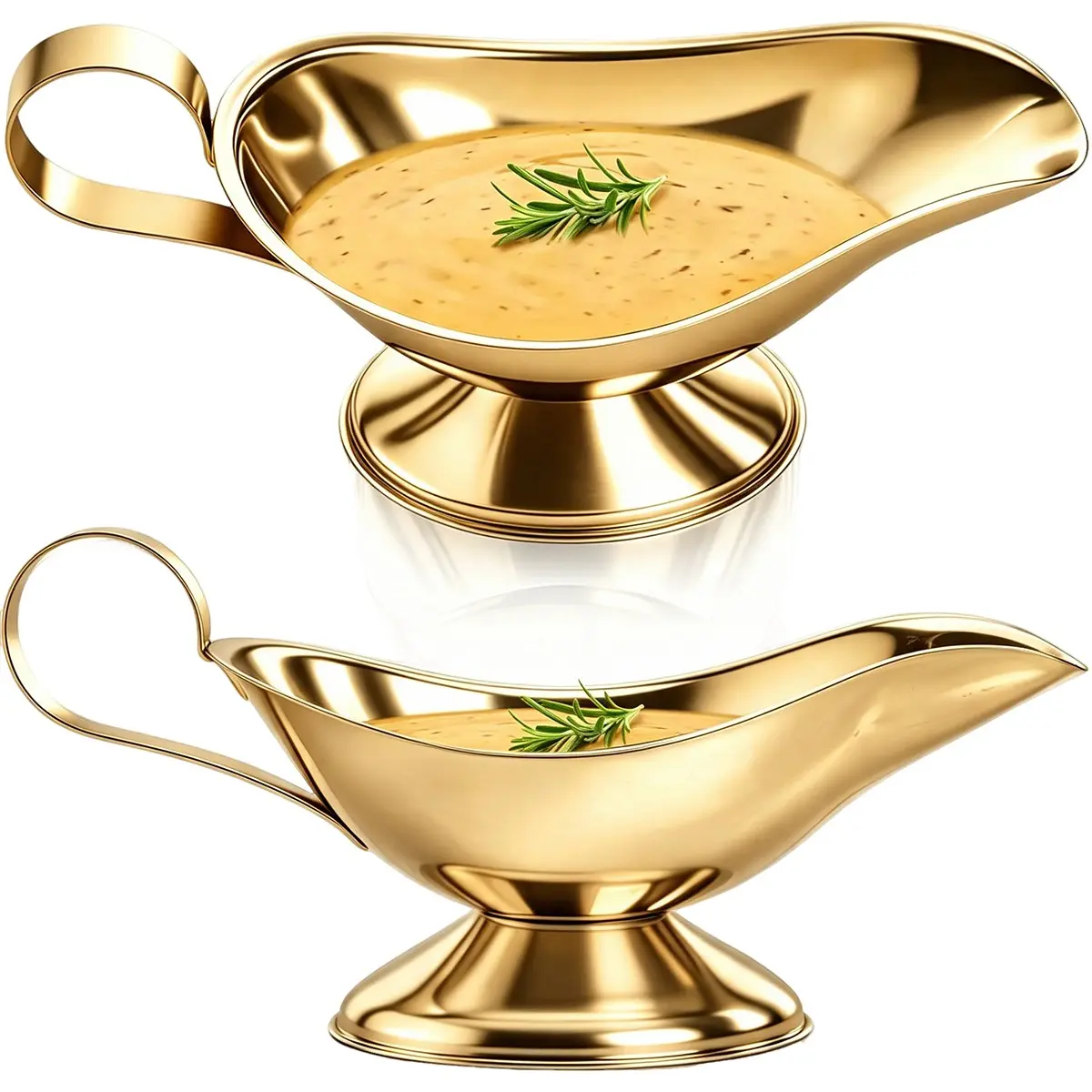 2pcs Luxurious Stainless Steel Gravy Boats, 3/5/8oz Sauce Boats with Easy-Pour Spout, Perfect for Parties and Gifts