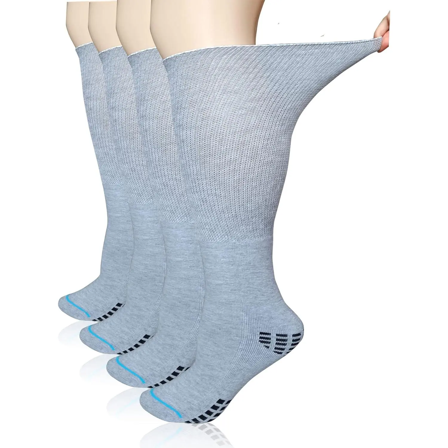 Extra Wide Socks for Bariatric Diabetic Men Women - 2 Pairs Cast Lymphedema Socks for Swollen Foot Ankle, Comfortable Fitting for Edema Relief, Soft Cotton Blend