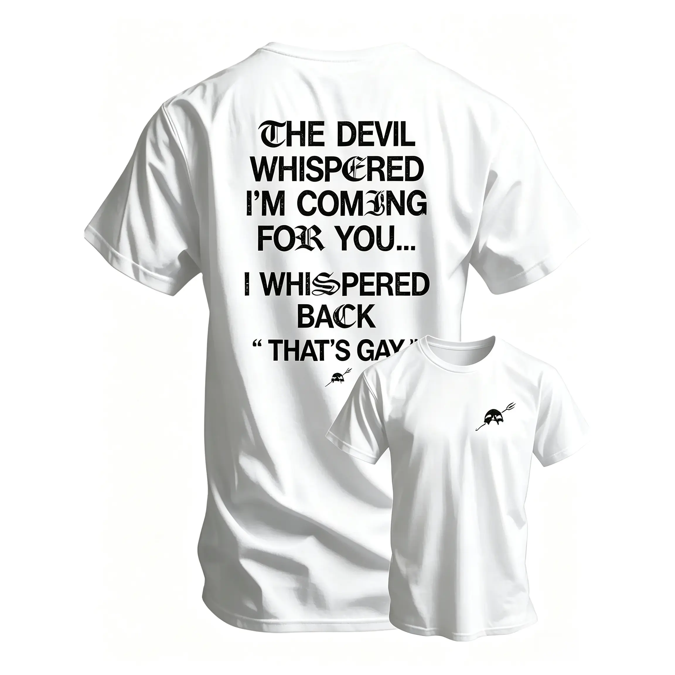Men's Sarcastic Graphic T-Shirt,Cotton Loose Fit Crewneck with Funny Devil Slogan, Breathable Apparel for Sports & Gym, Men's Stuff, Humor Graphic Tee, T Shirts, Male Clothing, Funny T Shirt