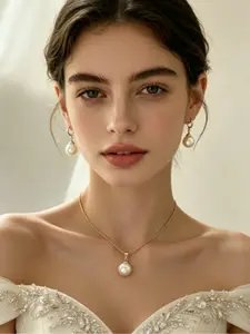Faux Pearl Jewelry Set Dangle Hoop Earrings & Single Pearl Pendant Necklace, Classic Minimalist Pearl Jewellery for Women, Luxury Formal Outfit Accessories, All-Match Daily Fashion Jewelry, Birthday Anniversary Gift, Costume Jewelry Set