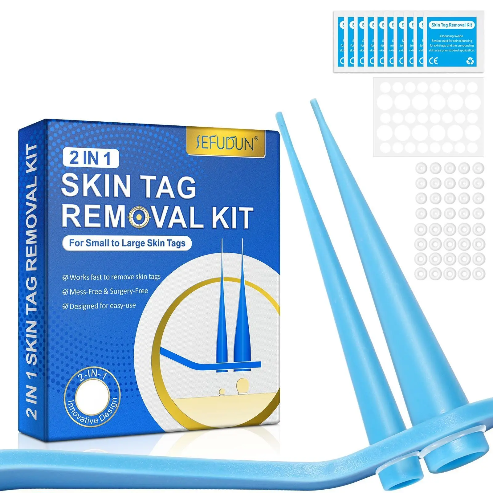 SEFUDUN Spoon-Shaped 2-in-1 Skin Tool, Complete Set, for Removing Skin Tags, Side-Effect-Free, Simple and Safe