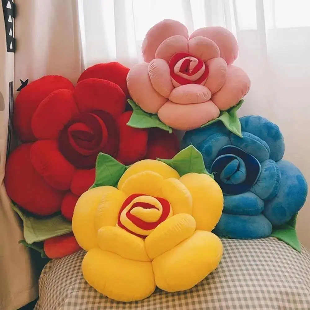 New Large Rose Shaped Pillow Simulated Colorful Sofa Flower Cushion Plush Car Interior Cushion Wedding Party Supplies