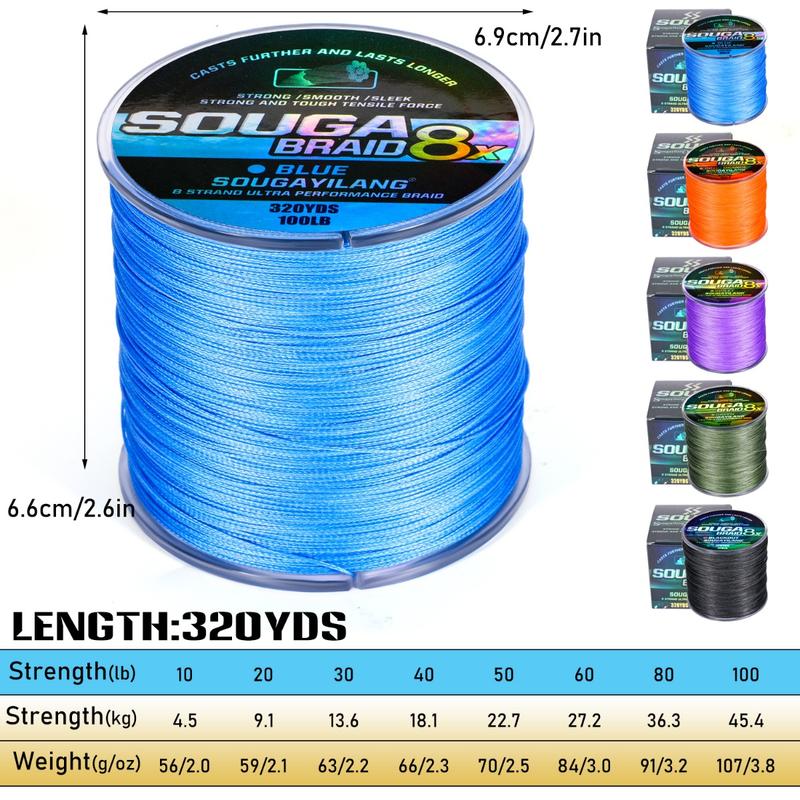 Sougayilang Fishing Line 300M/328YDS 6 Color Braided Fishing Lines  4-Strands 8-Strands PE Spinning Fishing Reel Braided Line