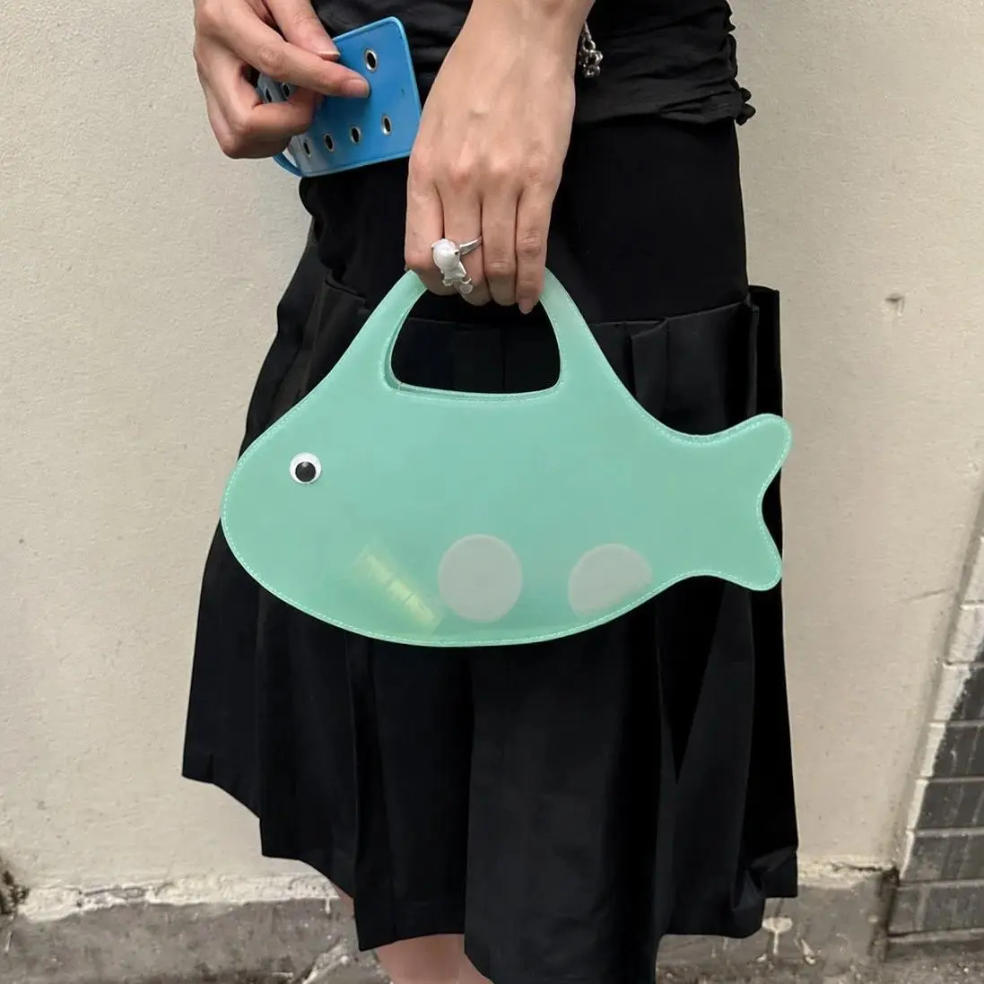 Fashion Cute little fish shaped jelly Bag Fish Shaped Funny Cute Women Handbag Boho Beach Vacation Evening Elegant Clutch Purse