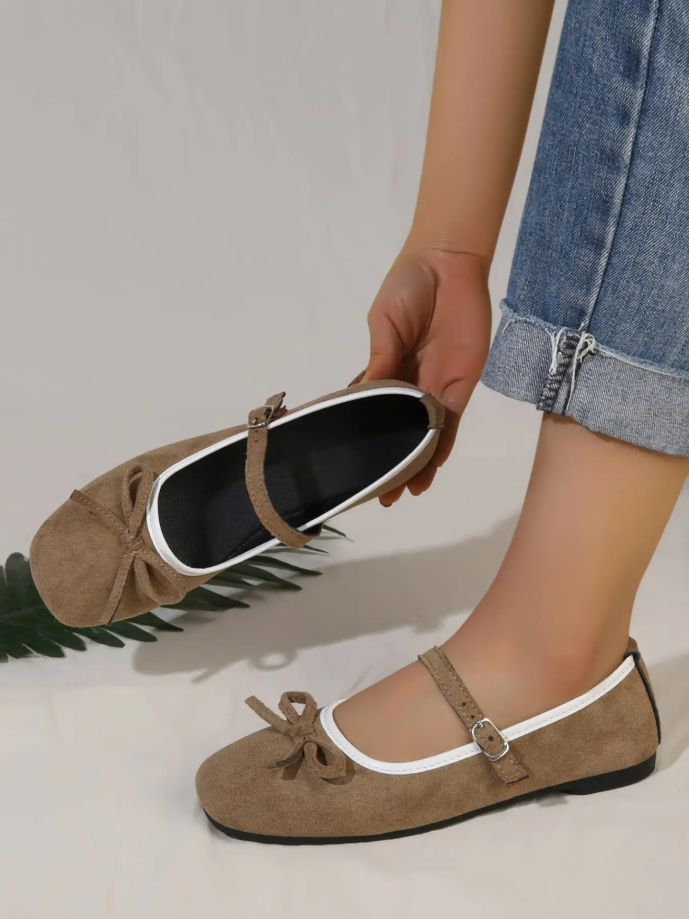 Women's Fall New Square Toe Low Heel Office Shoes, Soft Style Bow Design Buckle Mary Jane Shoes, Elegant and Comfortable Footwear