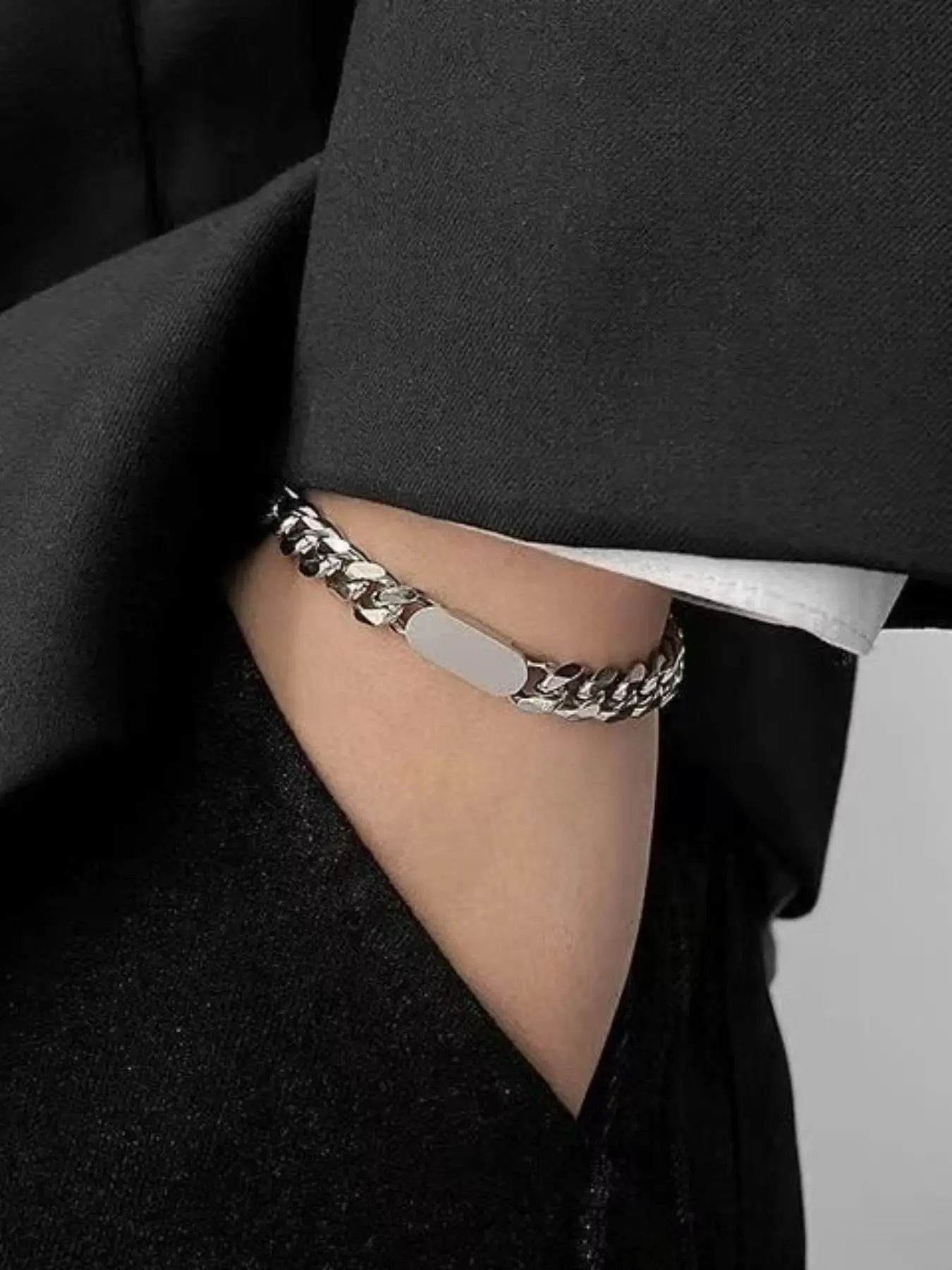 1 Piece Punk Style Stainless Steel Bracelet and Necklace Set for Men, Party, Music Festival, Valentine's Day Gift, Fashion Jewelry