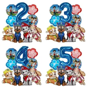 9pcs Cartoon Paw Patrol Foil Balloon Digital Number Supplies Rescue Dog Childrens Birthday Party Decoration Baby Gift Chase Skye