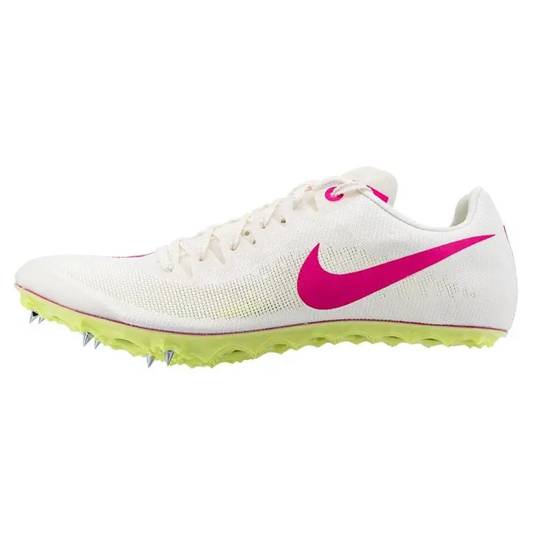 Nike JA Fly 4 Track and Field Spikes for Men – Low-Top Training Running Shoes in White and Pink Verifiable, with credentials and supporting global authentication
